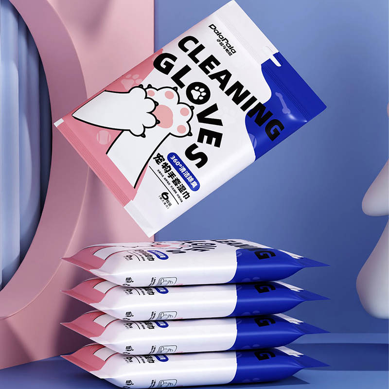 Pet gloves wet wipes